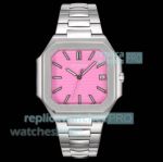 Swiss Clone Patek Philippe New Cubitus Pink Face Stainless Steel Watch 45mm 